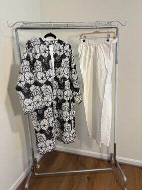 Black and white cotton chikankari Pakistani Co-ord set